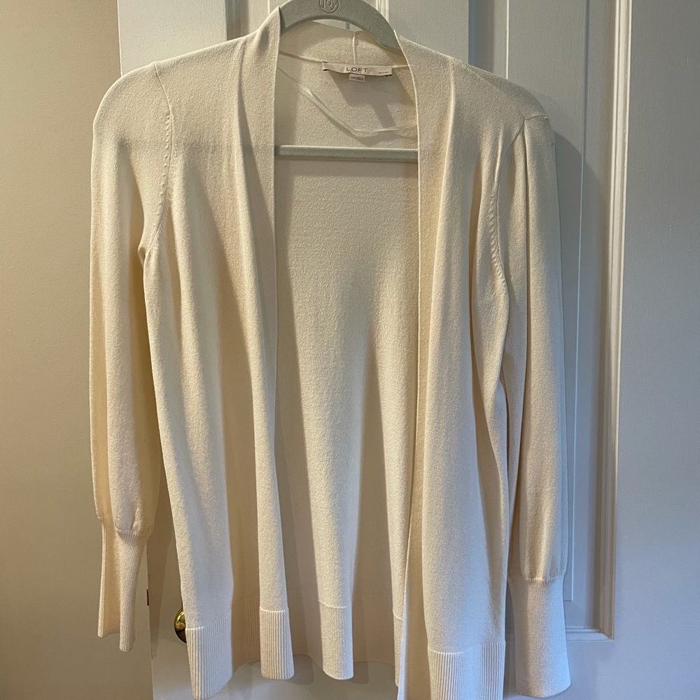Loft XXSP ivory draped cardigan